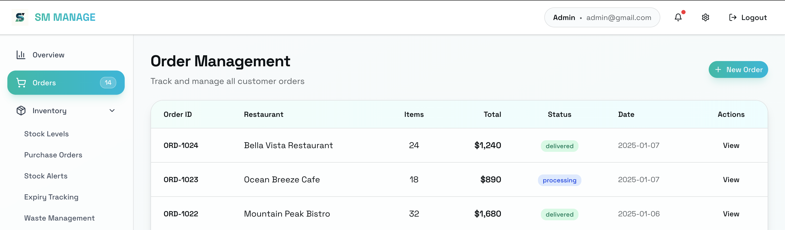 Order Management Dashboard